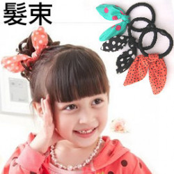 【親子款兒童髮飾用品】大小圓點兔耳朵髮束/髮圈/兒童髮飾☆3色☆