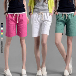 【大童,親子春夏5分褲短褲】超級好穿透氣亞麻棉料柔軟超彈春夏5分褲/透氣褲/短褲/休閒褲,適合45-70公斤